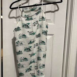 LOFT White and Green Printed  Top